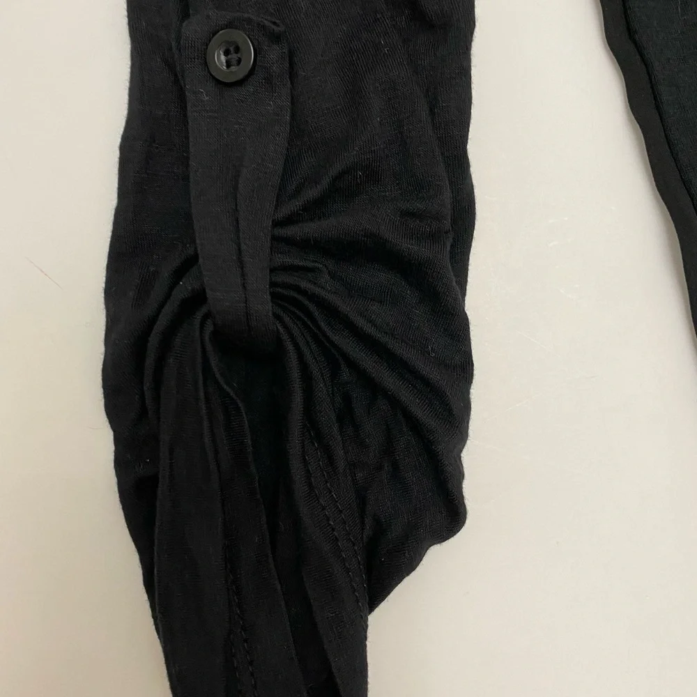 DNA Couture black 3/4 sleeve sheer back hi low top, Sz. S